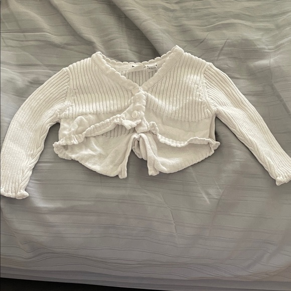 minicone Other - White Knit Cardigan with Ruffle Details